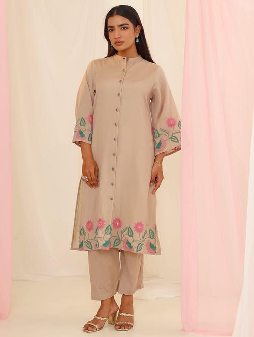 women floral flared sleeve kurta pant set - 21985474 - Very Small Image - 1