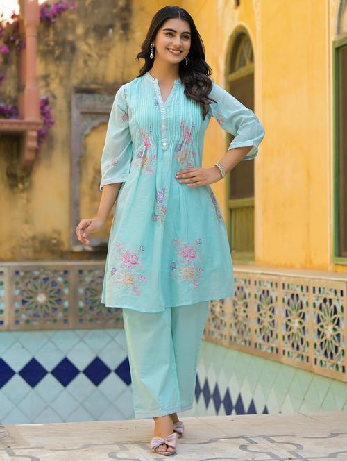 women floral three quarter sleeve ethnic co-ord set - 21985479 - Very Small Image - 1