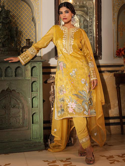 women floral long sleeve kurta pant with dupatta set - 21985582 - Very Small Image - 1