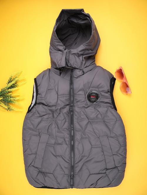 boys solid sleeveless hooded quilted jacket - 21985733 - Very Small Image - 1