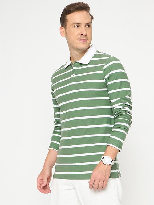 men striped long sleeve polo t-shirt - 21986292 - Very Small Image - 1
