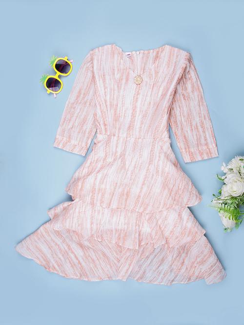 peach cotton fit & flare dress - 21986542 - Very Small Image - 1