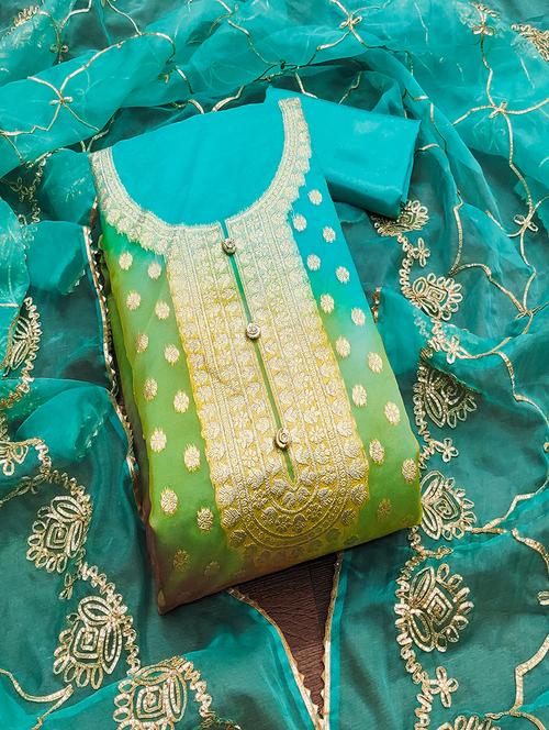 women self design zari work unstitched suit set - 21986668 - Very Small Image - 1