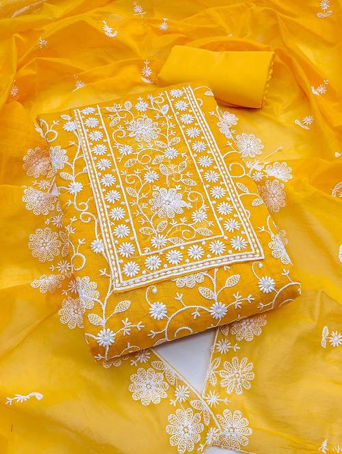 women solid with work embroidered unstitched suit set - 21986784 - Very Small Image - 1