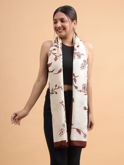 women cream printed casual scarf - 21986803 - Very Small Image - 1