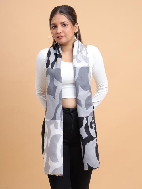 printed casual soft grey scarf - 21986819 - Very Small Image - 1