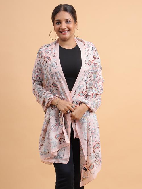 peach floral casual wrap scarf - 21986826 - Very Small Image - 1