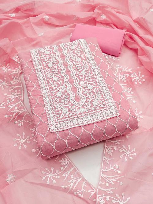 women solid with work embroidered unstitched suit set - 21986831 - Very Small Image - 1