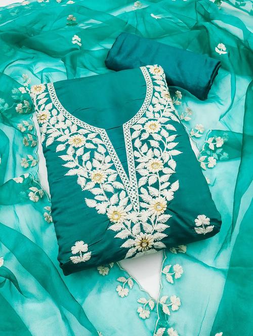 women solid with work embroidered unstitched suit set - 21986859 - Very Small Image - 1