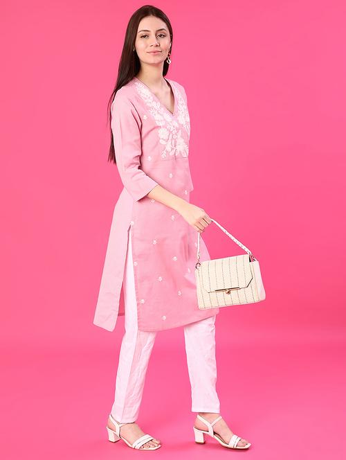 pink cotton straight kurta - 21987207 - Very Small Image - 1