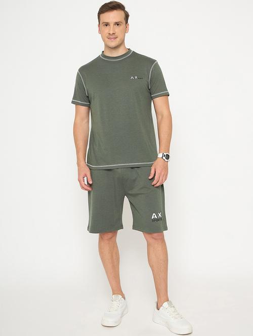 men solid short sleeve t-shirt & shorts co-ord set - 21987607 - Very Small Image - 1