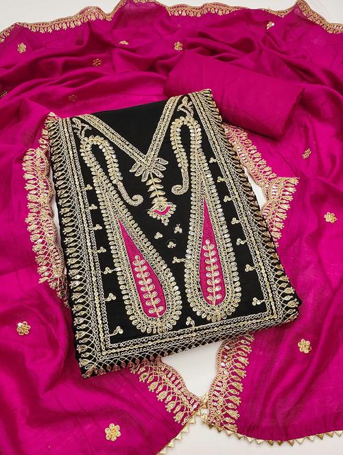 women solid with work embroidered unstitched suit set - 21987967 - Very Small Image - 1