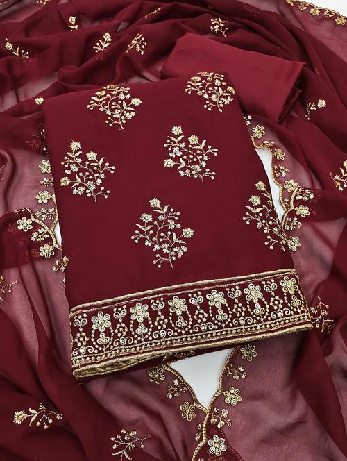 women solid with work embroidered unstitched suit set - 21987990 - Very Small Image - 1