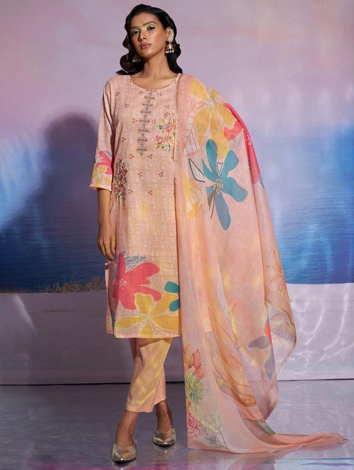 women three quarter sleeve kurta pant with dupatta set - 21988027 - Very Small Image - 1