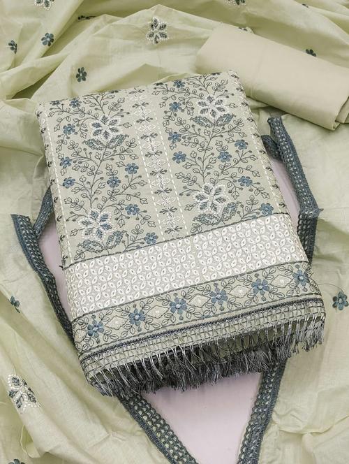 women solid with work embroidered unstitched suit set - 21988158 - Very Small Image - 1