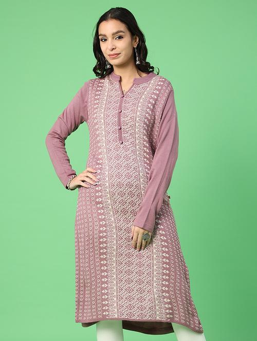 women self designed long sleeve woolen kurta - 21988302 - Very Small Image - 1