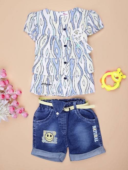 girls printed short sleeve co-ord set - 21988650 - Very Small Image - 1