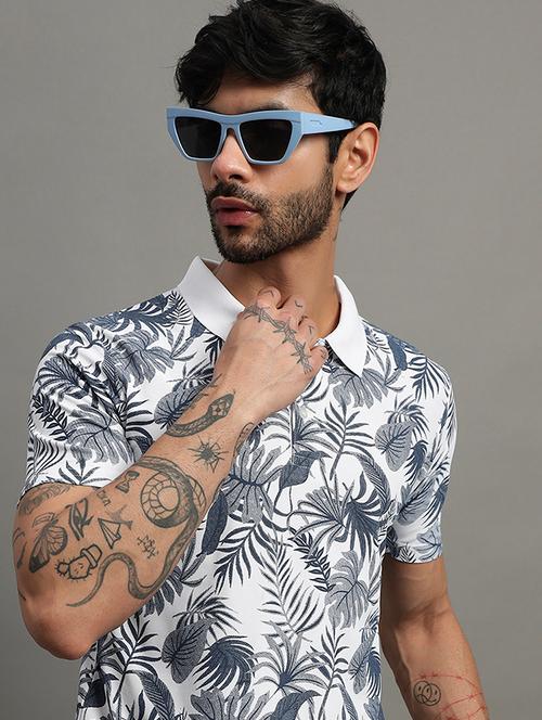 white cotton blend all over print tshirt - 21988960 - Very Small Image - 1