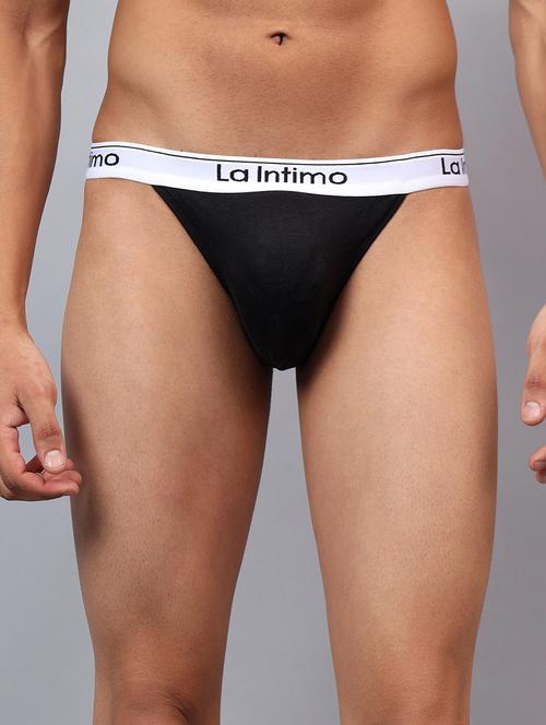 men solid low rise thongs brief - 21989413 - Very Small Image - 1