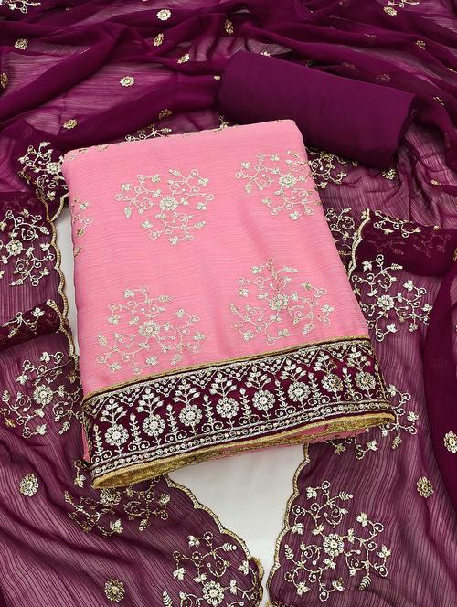 women solid with work embroidered unstitched suit set - 21989455 - Very Small Image - 1