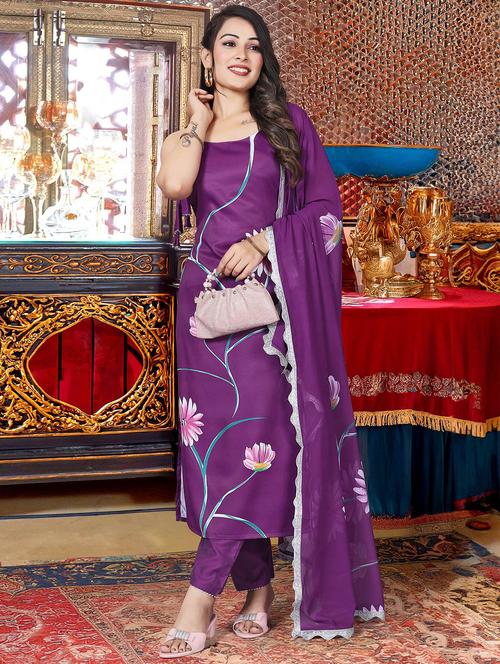 women floral sleeveless kurta pant with dupatta set - 21989887 - Very Small Image - 1