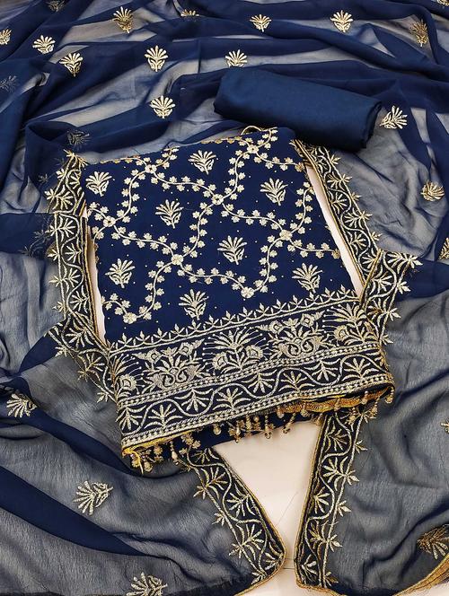 women solid with work embroidered unstitched suit set - 21992563 - Very Small Image - 1