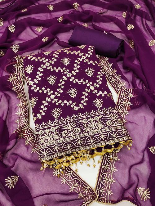 women solid with work embroidered unstitched suit set - 21992565 - Very Small Image - 1