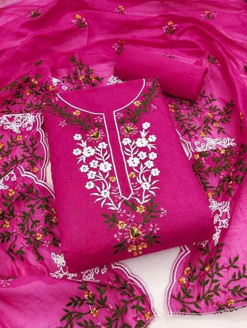 women solid with work embroidered unstitched suit set - 21992567 - Very Small Image - 1