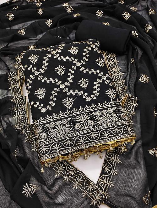 women solid with work embroidered unstitched suit set - 21992580 - Very Small Image - 1