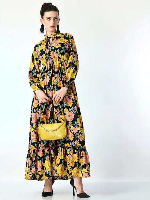 women printed puff sleeve tiered maxi dress - 21993041 - Very Small Image - 1
