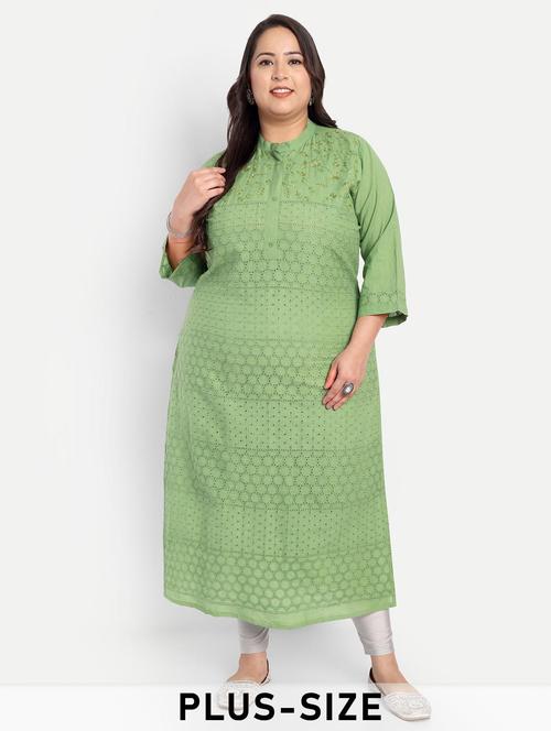 women plus size embroidered straight kurta - 21993638 - Very Small Image - 1