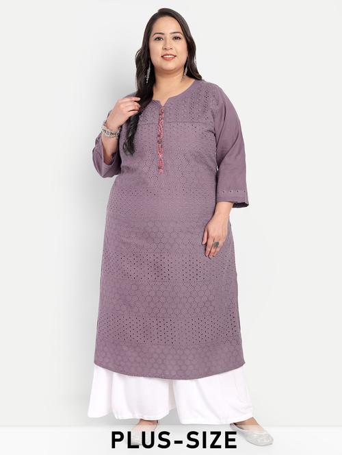 women plus size self designed straight kurta - 21993640 - Very Small Image - 1