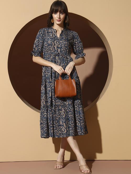 women printed puff sleeve tiered dress - 21993788 - Very Small Image - 1