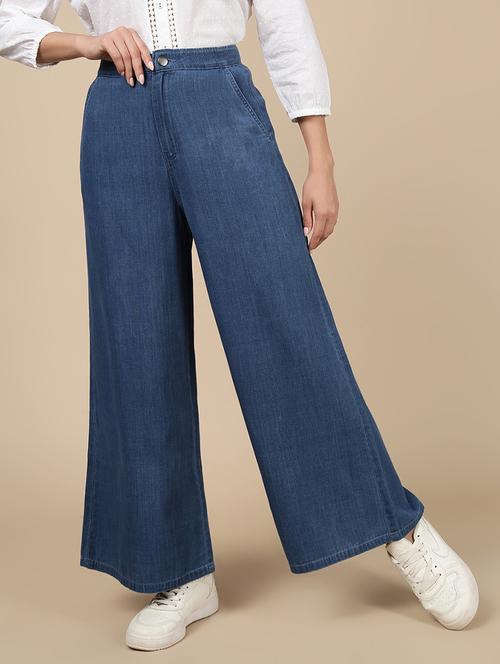 women solid high rise wide leg trouser - 21993804 - Very Small Image - 1