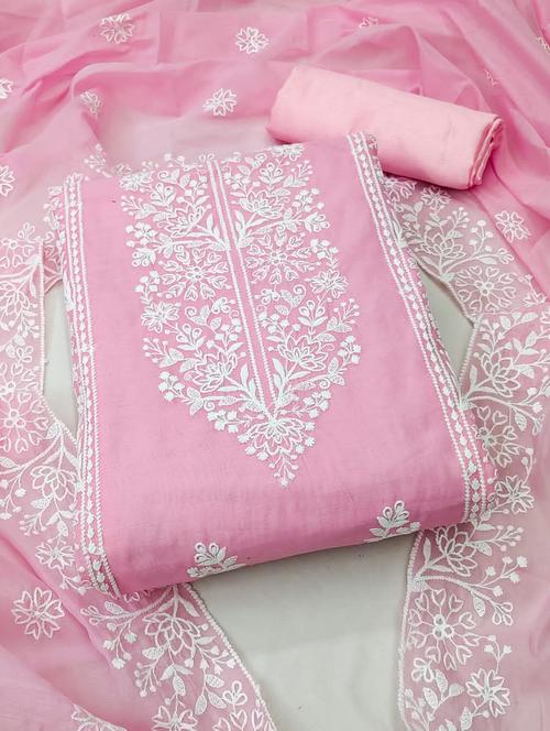 peach cotton blend unstitched suit - 21993805 - Very Small Image - 1