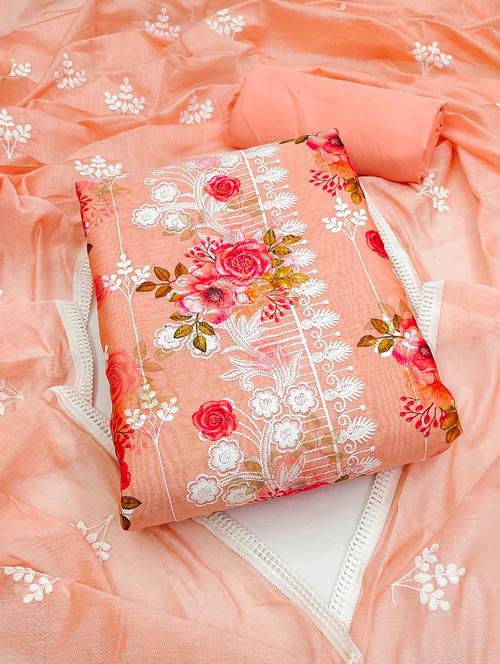 women floral print embroidery unstitched suit set - 21993916 - Very Small Image - 1