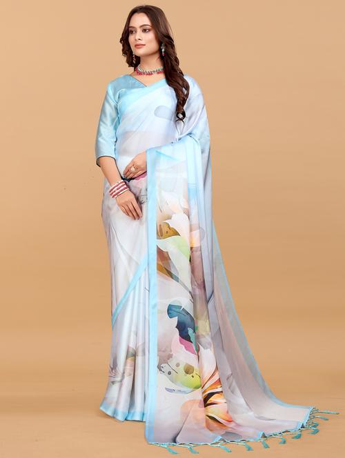 women floral printed saree with blouse - 21993920 - Very Small Image - 1
