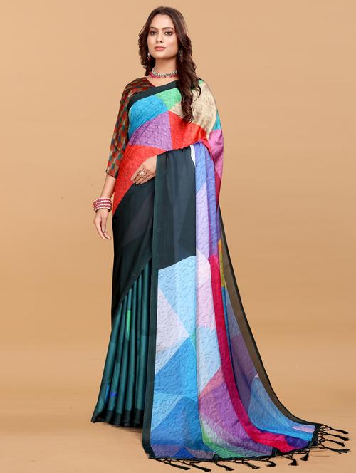 women printed casual wear saree with blouse - 21993925 - Very Small Image - 1