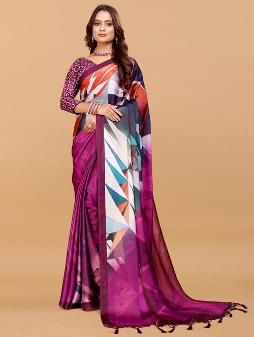 women printed casual wear saree with blouse - 21993927 - Very Small Image - 1