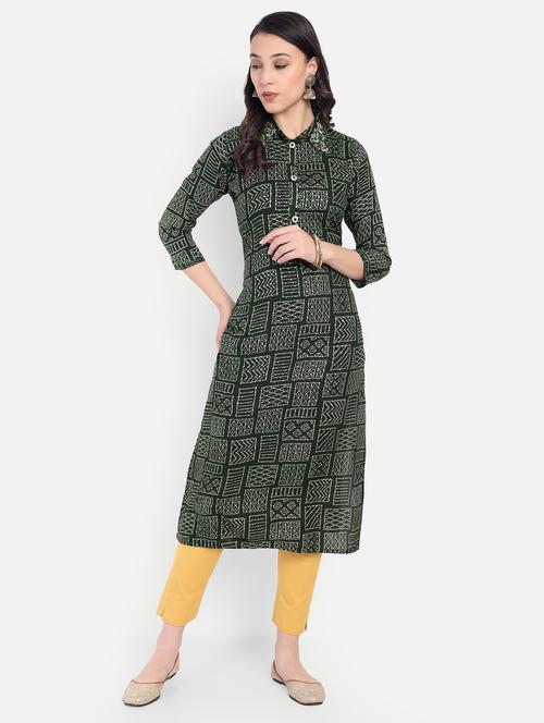women bandhani printed three quarter sleeve straight kurta - 21994513 - Very Small Image - 1