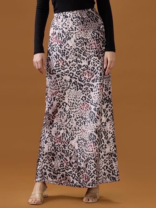 globus women rose gold leopard print mid-rise a-line maxi  skirt - 21994537 - Very Small Image - 1