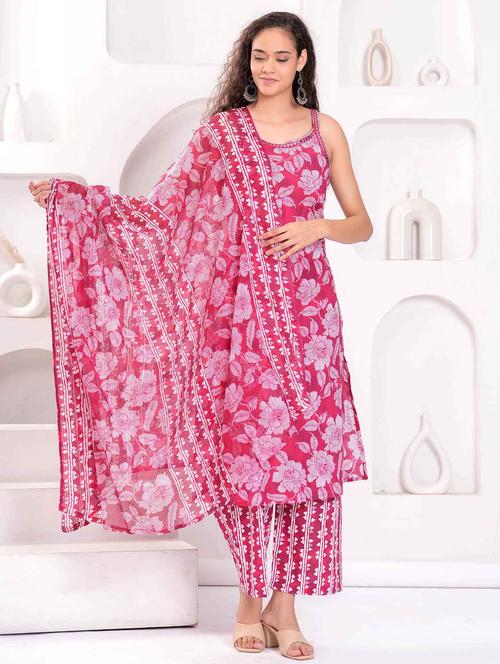 women floral print kurta and pant with dupatta set - 21995135 - Very Small Image - 1