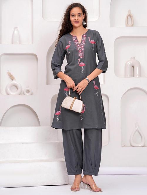 women embroidered kurta and salwar set - 21995166 - Very Small Image - 1