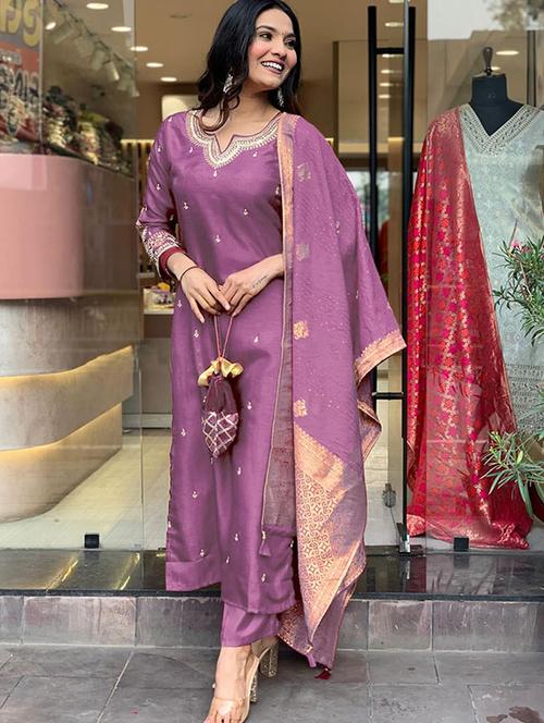 women embroidered kurta and pant with dupatta  - 21995255 - Very Small Image - 1