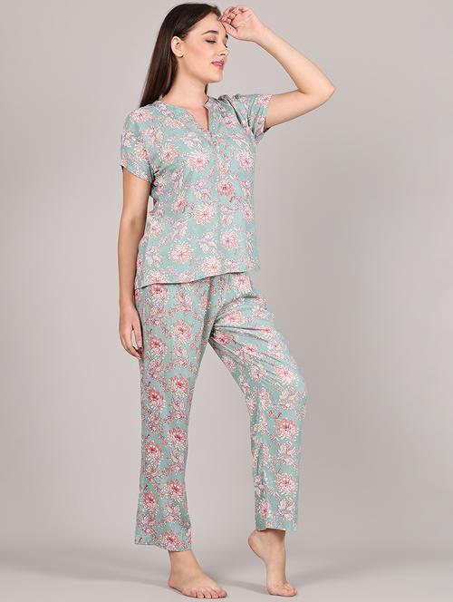 women printed nightwear pyjama set - 21995904 - Very Small Image - 1