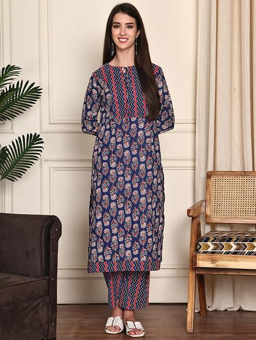 women floral printed three quarter sleeve kurta palazzo set - 21995939 - Very Small Image - 1