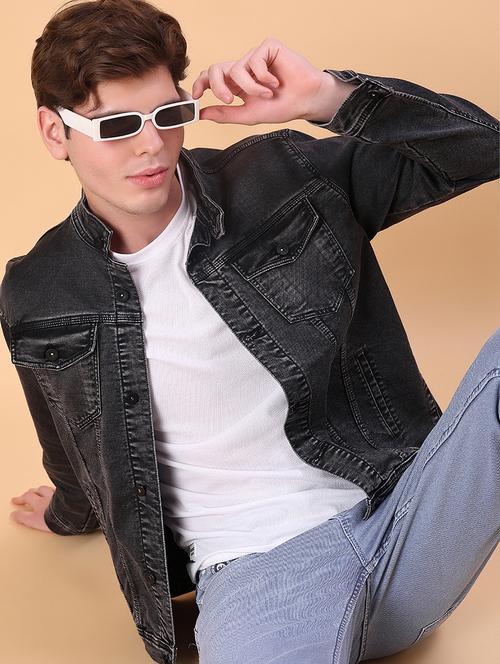 men solid long sleeve regualr fit denim jacket - 21996619 - Very Small Image - 1