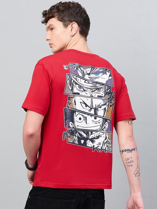 men front & back print round neck regular fit t-shirt - 21997162 - Very Small Image - 1