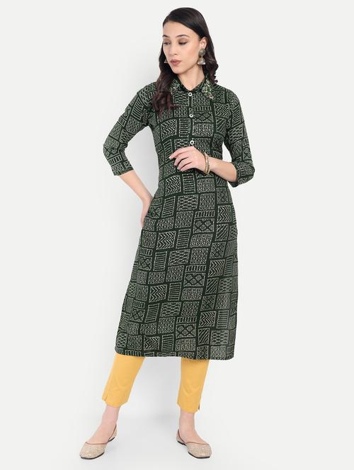 women bandhani printed three quarter sleeve straight kurta - 21997206 - Very Small Image - 1