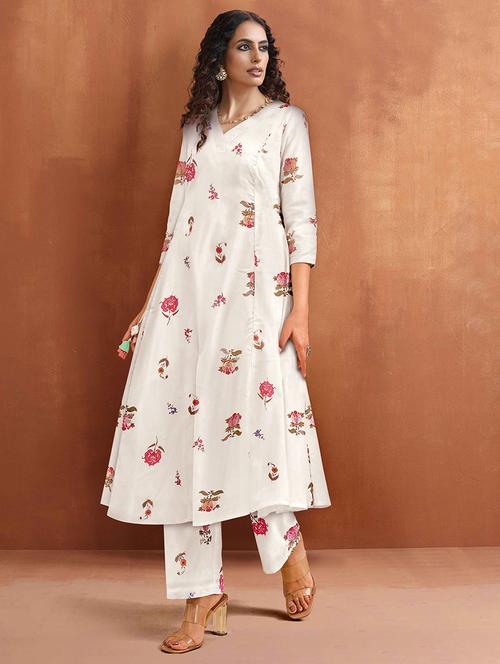 women floral print a-line kurta and palazzo set - 21997249 - Very Small Image - 1